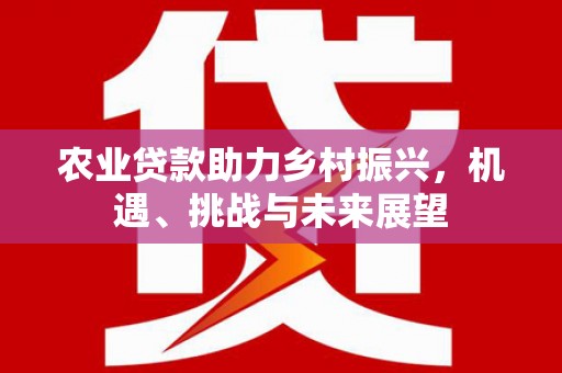 资源农业贷款助力乡村振兴，机遇、挑战与未来展望