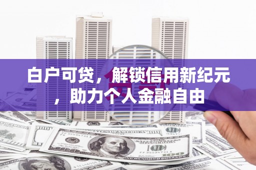 资源白户可贷，解锁信用新纪元，助力个人金融自由