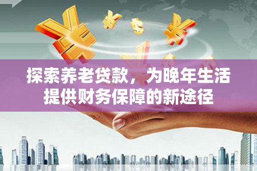 资源探索养老贷款，为晚年生活提供财务保障的新途径