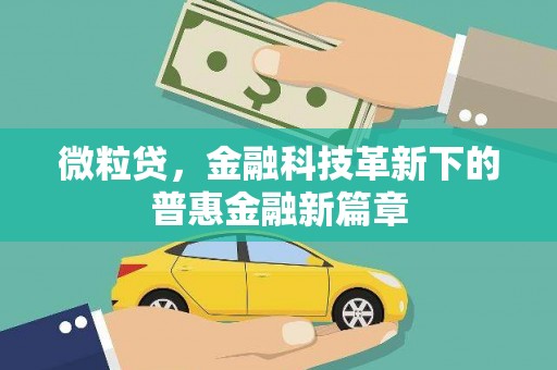 资源微粒贷，金融科技革新下的普惠金融新篇章