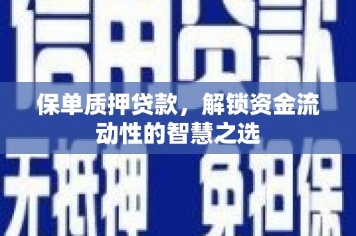 资源保单质押贷款，解锁资金流动性的智慧之选