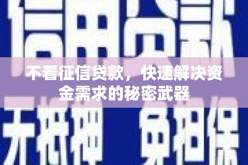 资源不看征信贷款，快速解决资金需求的秘密武器