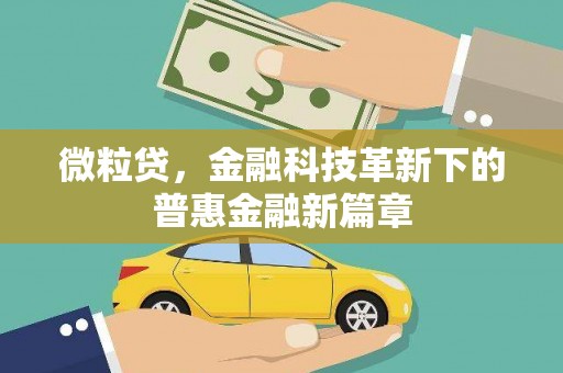 资源微粒贷，金融科技革新下的普惠金融新篇章