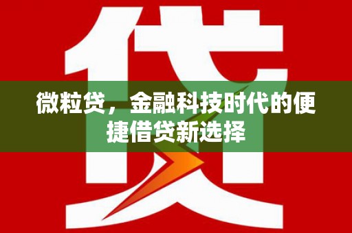 资源微粒贷，金融科技时代的便捷借贷新选择